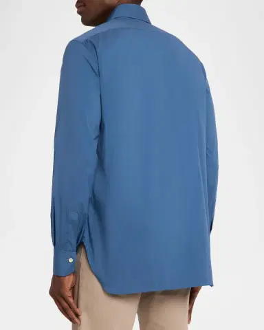 Kiton Men's Solid Cotton Sport Shirt | Thumbnail 3 Kiton Men's Solid Cotton Sport Shirt | Thumbnail 3