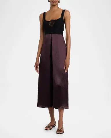 MARIA MCMANUS Sleeveless Lace Bustier Silk Midi Dress | Thumbnail 2 MARIA MCMANUS Sleeveless Lace Bustier Silk Midi Dress | Thumbnail 2
