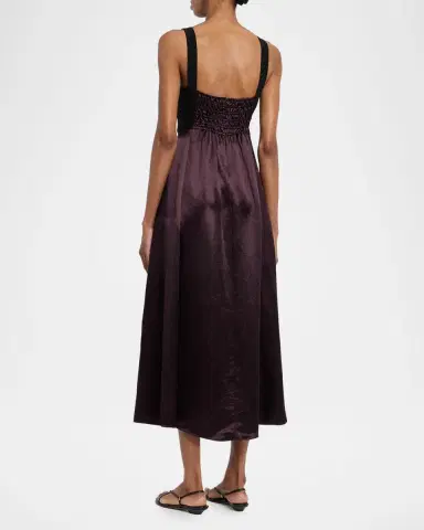 MARIA MCMANUS Sleeveless Lace Bustier Silk Midi Dress | Thumbnail 3 MARIA MCMANUS Sleeveless Lace Bustier Silk Midi Dress | Thumbnail 3