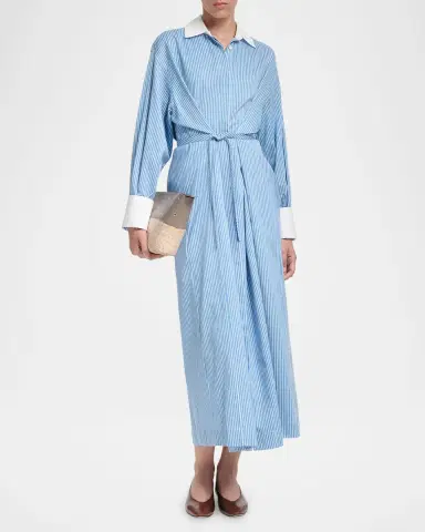 Altuzarra Floyd Cotton Stripe Waist-Tie Maxi Shirtdress | Thumbnail 4 Altuzarra Floyd Cotton Stripe Waist-Tie Maxi Shirtdress | Thumbnail 4