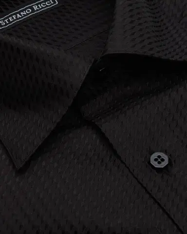 Stefano Ricci Men's Silk Tonal Geometric Jacquard Dress Shirt | Thumbnail 1 Stefano Ricci Men's Silk Tonal Geometric Jacquard Dress Shirt | Thumbnail 1