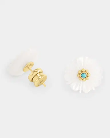 Anabel Aram Jewelry Milos Carved Stone Flower Stud Earrings, Pearl | Thumbnail 2 Anabel Aram Jewelry Milos Carved Stone Flower Stud Earrings, Pearl | Thumbnail 2