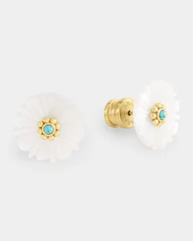 Anabel Aram Jewelry Milos Carved Stone Flower Stud Earrings, Pearl | Thumbnail 3 Anabel Aram Jewelry Milos Carved Stone Flower Stud Earrings, Pearl | Thumbnail 3