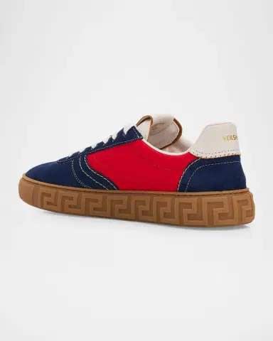 Versace Men's Greca-Sole Suede and Nylon Low-Top Sneakers | Thumbnail 2 Versace Men's Greca-Sole Suede and Nylon Low-Top Sneakers | Thumbnail 2
