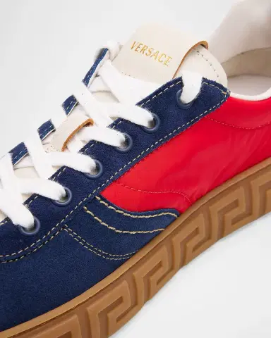 Versace Men's Greca-Sole Suede and Nylon Low-Top Sneakers | Thumbnail 3 Versace Men's Greca-Sole Suede and Nylon Low-Top Sneakers | Thumbnail 3