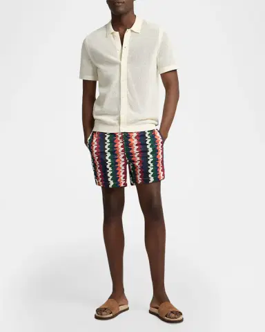 Onia Men 's Charles 5" Inseam Abstract Stripe Swim Trunks | Thumbnail 2 Onia Men 's Charles 5" Inseam Abstract Stripe Swim Trunks | Thumbnail 2