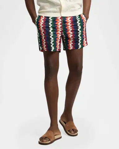 Onia Men 's Charles 5" Inseam Abstract Stripe Swim Trunks | Thumbnail 4 Onia Men 's Charles 5" Inseam Abstract Stripe Swim Trunks | Thumbnail 4