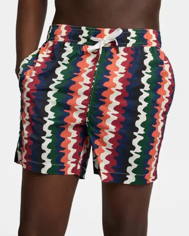 Onia Men 's Charles 5" Inseam Abstract Stripe Swim Trunks | Thumbnail 5 Onia Men 's Charles 5" Inseam Abstract Stripe Swim Trunks | Thumbnail 5