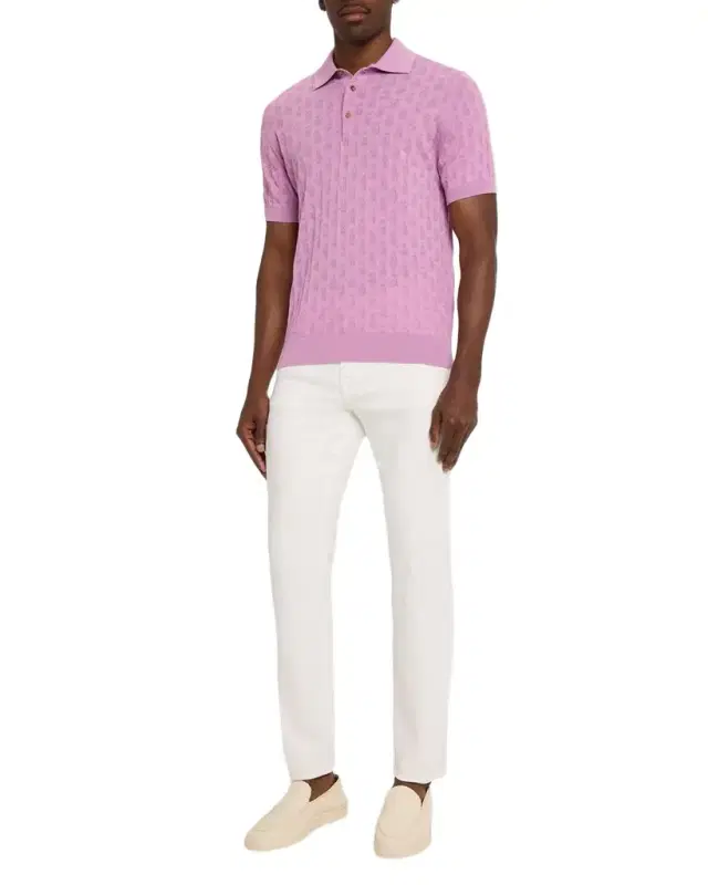 Men 's Micro Paisley Cotton Knit Polo Shirt Men 's Micro Paisley Cotton Knit Polo Shirt