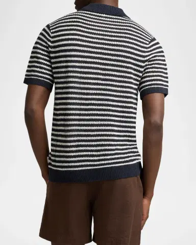 Onia Men 's Striped Linen Short-Sleeve Button-Down Sweater | Thumbnail 3 Onia Men 's Striped Linen Short-Sleeve Button-Down Sweater | Thumbnail 3