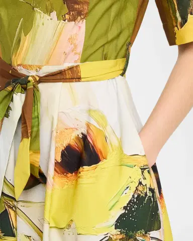 Rickie Freeman for Teri Jon Brushstroke-Print Cotton Midi Dress | Thumbnail 5 Rickie Freeman for Teri Jon Brushstroke-Print Cotton Midi Dress | Thumbnail 5