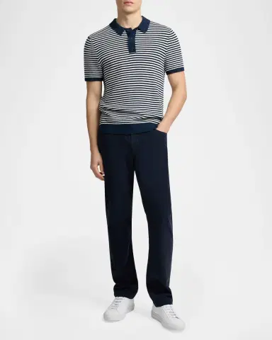 Onia Men's Cotton Pinstripe Textured Knit Polo Shirt | Thumbnail 2 Onia Men's Cotton Pinstripe Textured Knit Polo Shirt | Thumbnail 2