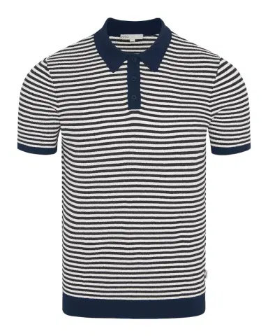 Onia Men's Cotton Pinstripe Textured Knit Polo Shirt | Thumbnail 1 Onia Men's Cotton Pinstripe Textured Knit Polo Shirt | Thumbnail 1