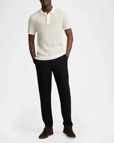 Onia Men's Cotton Pinstripe Textured Knit Polo Shirt | Thumbnail 2 Onia Men's Cotton Pinstripe Textured Knit Polo Shirt | Thumbnail 2