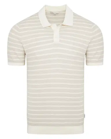 Onia Men's Cotton Pinstripe Textured Knit Polo Shirt | Thumbnail 1 Onia Men's Cotton Pinstripe Textured Knit Polo Shirt | Thumbnail 1