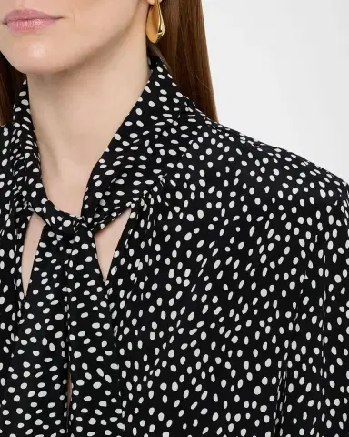 Nili Lotan Janese Dot-Print Silk Neck-Tie Blouse | Thumbnail 4 Nili Lotan Janese Dot-Print Silk Neck-Tie Blouse | Thumbnail 4