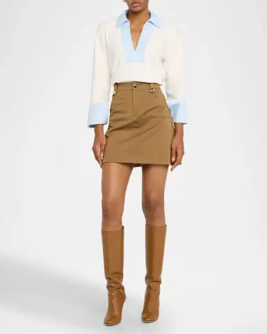Tanya Taylor Hudie Twill Mini Skirt | Thumbnail 2 Tanya Taylor Hudie Twill Mini Skirt | Thumbnail 2