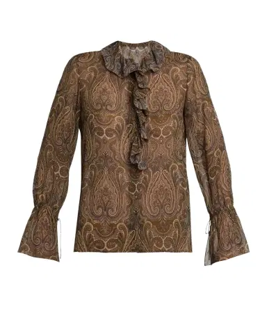 Nili Lotan Cecily Paisley Silk Ruffle Shirt | Thumbnail 1 Nili Lotan Cecily Paisley Silk Ruffle Shirt | Thumbnail 1