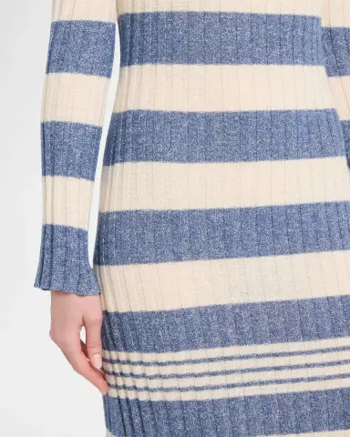 Guest in Residence Striped Rib Cashmere-Linen Midi Dress | Thumbnail 4 Guest in Residence Striped Rib Cashmere-Linen Midi Dress | Thumbnail 4