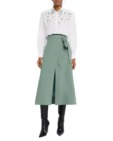 Tanya Taylor Hudson Belted A-Line Midi Skirt | Thumbnail 1 Tanya Taylor Hudson Belted A-Line Midi Skirt | Thumbnail 1