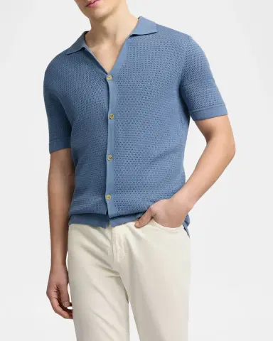 Onia Men's Cotton Drop-Needle Knit Short-Sleeve Shirt | Thumbnail 4 Onia Men's Cotton Drop-Needle Knit Short-Sleeve Shirt | Thumbnail 4