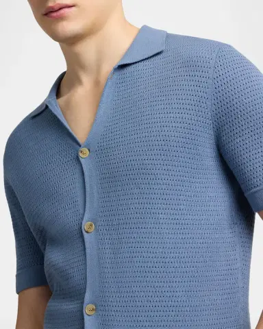 Onia Men's Cotton Drop-Needle Knit Short-Sleeve Shirt | Thumbnail 5 Onia Men's Cotton Drop-Needle Knit Short-Sleeve Shirt | Thumbnail 5