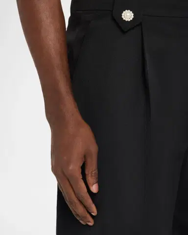 Simone Rocha Men's Wide-Leg Pleated Trousers with Pearly Button | Thumbnail 5 Simone Rocha Men's Wide-Leg Pleated Trousers with Pearly Button | Thumbnail 5