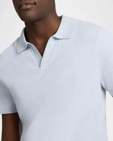 Onia Men 's Tipped Linen Knit Johnny Collar Polo Shirt | Thumbnail 4 Onia Men 's Tipped Linen Knit Johnny Collar Polo Shirt | Thumbnail 4
