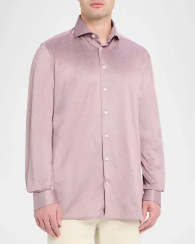 Eton Men's Contemporary Fit Filo di Scozia Knit Sport Shirt | Thumbnail 4 Eton Men's Contemporary Fit Filo di Scozia Knit Sport Shirt | Thumbnail 4