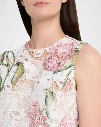 Oscar de la Renta Sleeveless Porcelain Flowers Guipure Lace Dress | Thumbnail 5 Oscar de la Renta Sleeveless Porcelain Flowers Guipure Lace Dress | Thumbnail 5