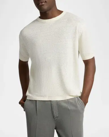 Onia Men's Linen Jersey Knit Short-Sleeve Shirt | Thumbnail 4 Onia Men's Linen Jersey Knit Short-Sleeve Shirt | Thumbnail 4