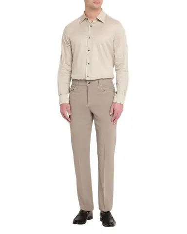 Emporio Armani Men's Cotton Stretch Micro-Abstract Sport Shirt | Thumbnail 1 Emporio Armani Men's Cotton Stretch Micro-Abstract Sport Shirt | Thumbnail 1