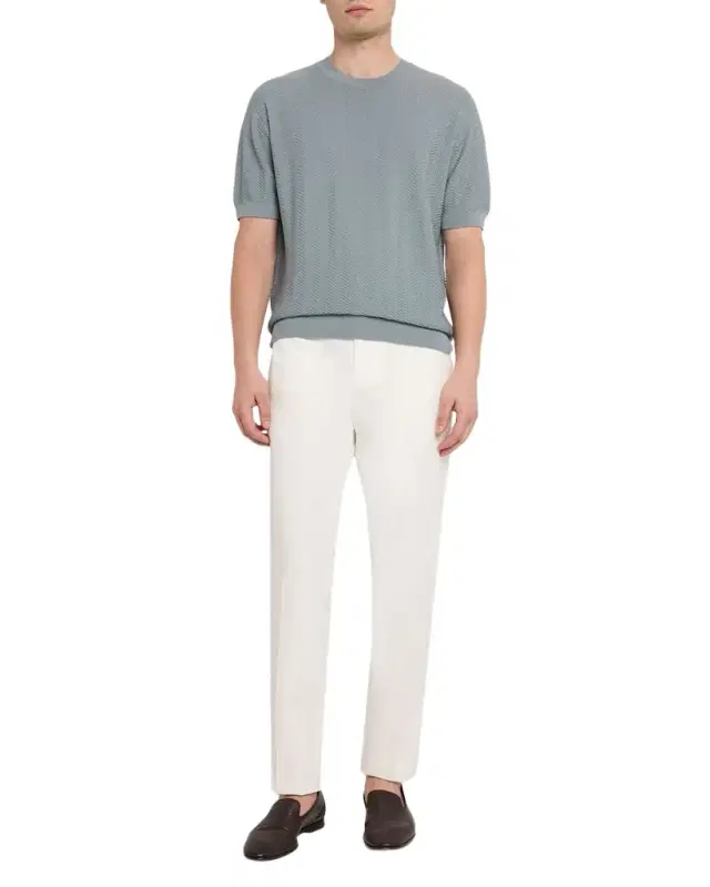 Men's Cotton and Silk Flat Front Trousers Men's Cotton and Silk Flat Front Trousers