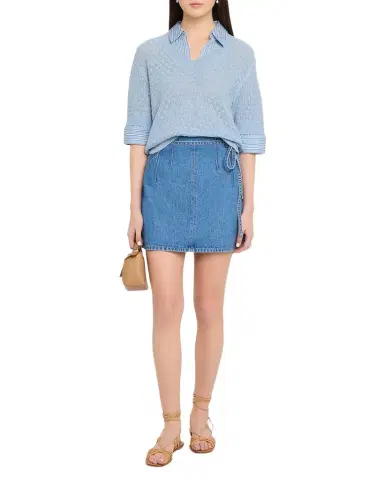 Tanya Taylor Annika Denim Mini Skirt | Thumbnail 1 Tanya Taylor Annika Denim Mini Skirt | Thumbnail 1