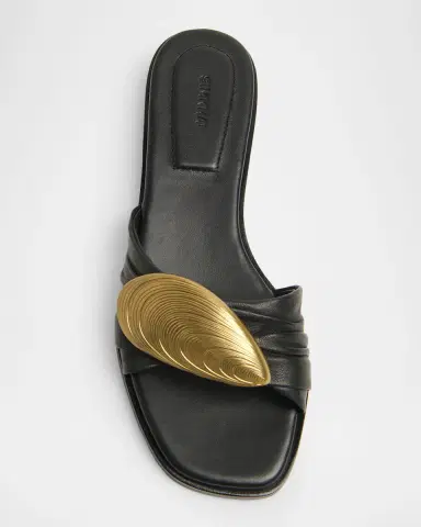 Simkhai Gigi Oyster Leather Slide Sandals | Thumbnail 3 Simkhai Gigi Oyster Leather Slide Sandals | Thumbnail 3
