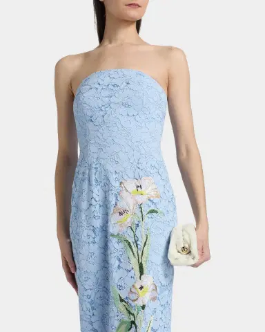 Milly Dolores Strapless Floral Lace Midi Dress | Thumbnail 4 Milly Dolores Strapless Floral Lace Midi Dress | Thumbnail 4