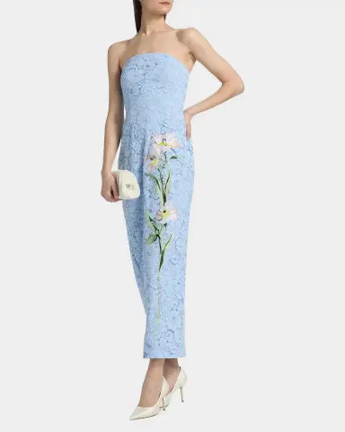 Milly Dolores Strapless Floral Lace Midi Dress | Thumbnail 6 Milly Dolores Strapless Floral Lace Midi Dress | Thumbnail 6