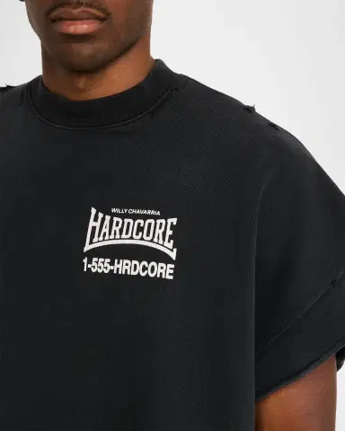 Willy Chavarria Men's Hardcore Cotton Distressed T-Shirt | Thumbnail 5 Willy Chavarria Men's Hardcore Cotton Distressed T-Shirt | Thumbnail 5