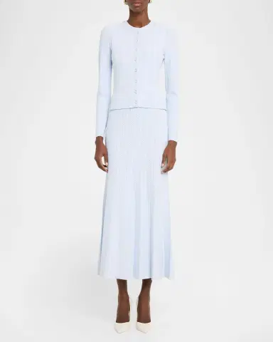Adam Lippes Faye Pointelle Knit Crewneck Cardigan | Thumbnail 2 Adam Lippes Faye Pointelle Knit Crewneck Cardigan | Thumbnail 2