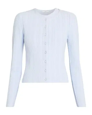 Adam Lippes Faye Pointelle Knit Crewneck Cardigan | Thumbnail 1 Adam Lippes Faye Pointelle Knit Crewneck Cardigan | Thumbnail 1