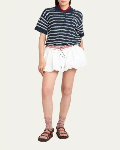 Moncler Short-Sleeve Cotton Terry Polo Top | Thumbnail 2 Moncler Short-Sleeve Cotton Terry Polo Top | Thumbnail 2