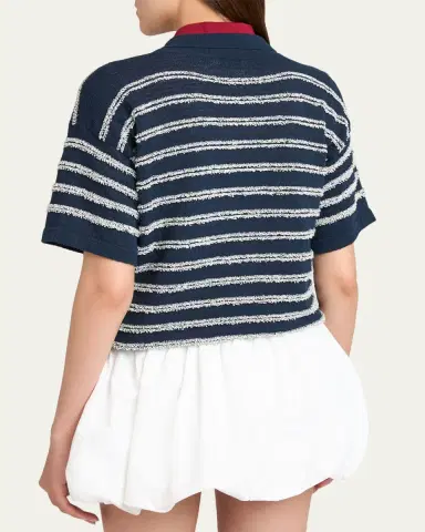 Moncler Short-Sleeve Cotton Terry Polo Top | Thumbnail 3 Moncler Short-Sleeve Cotton Terry Polo Top | Thumbnail 3