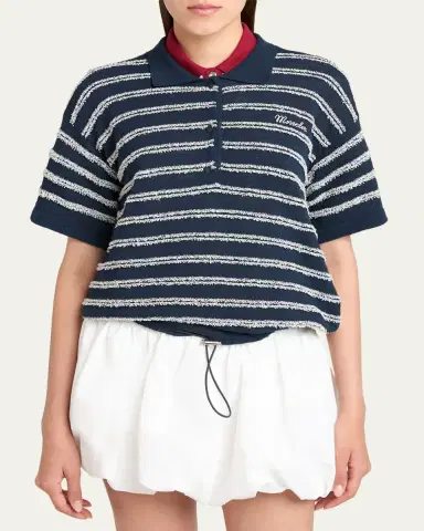 Moncler Short-Sleeve Cotton Terry Polo Top | Thumbnail 4 Moncler Short-Sleeve Cotton Terry Polo Top | Thumbnail 4