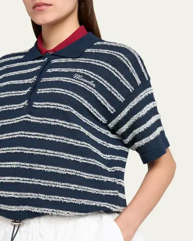 Moncler Short-Sleeve Cotton Terry Polo Top | Thumbnail 5 Moncler Short-Sleeve Cotton Terry Polo Top | Thumbnail 5