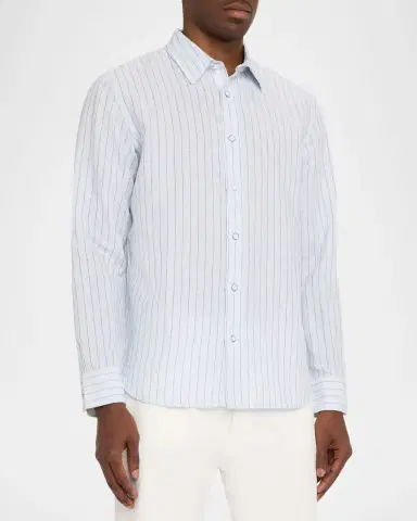 rag & bone Men's Linen and Cotton Hairline Sport Shirt | Thumbnail 4 rag & bone Men's Linen and Cotton Hairline Sport Shirt | Thumbnail 4