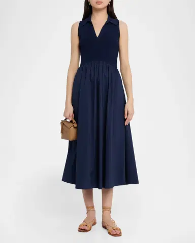 Tanya Taylor Bess Mixed-Media Midi Dress | Thumbnail 2 Tanya Taylor Bess Mixed-Media Midi Dress | Thumbnail 2