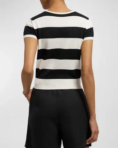 Ralph Lauren Collection Striped Cotton-Silk Short-Sleeve Sweater | Thumbnail 3 Ralph Lauren Collection Striped Cotton-Silk Short-Sleeve Sweater | Thumbnail 3