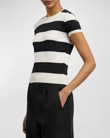 Ralph Lauren Collection Striped Cotton-Silk Short-Sleeve Sweater | Thumbnail 5 Ralph Lauren Collection Striped Cotton-Silk Short-Sleeve Sweater | Thumbnail 5