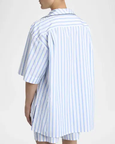 Dolce & Gabbana Men 's Cotton and Silk Stripe Oversized Short-Sleeve Shirt | Thumbnail 2 Dolce & Gabbana Men 's Cotton and Silk Stripe Oversized Short-Sleeve Shirt | Thumbnail 2