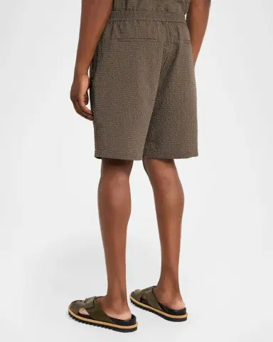Emporio Armani Men 's Geometric Textured Flat-Front Shorts | Thumbnail 2 Emporio Armani Men 's Geometric Textured Flat-Front Shorts | Thumbnail 2